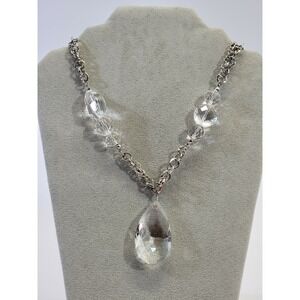 Name Brand Women's Fashion Statement Silver Rhinestone Necklace Jewelry Sparkle